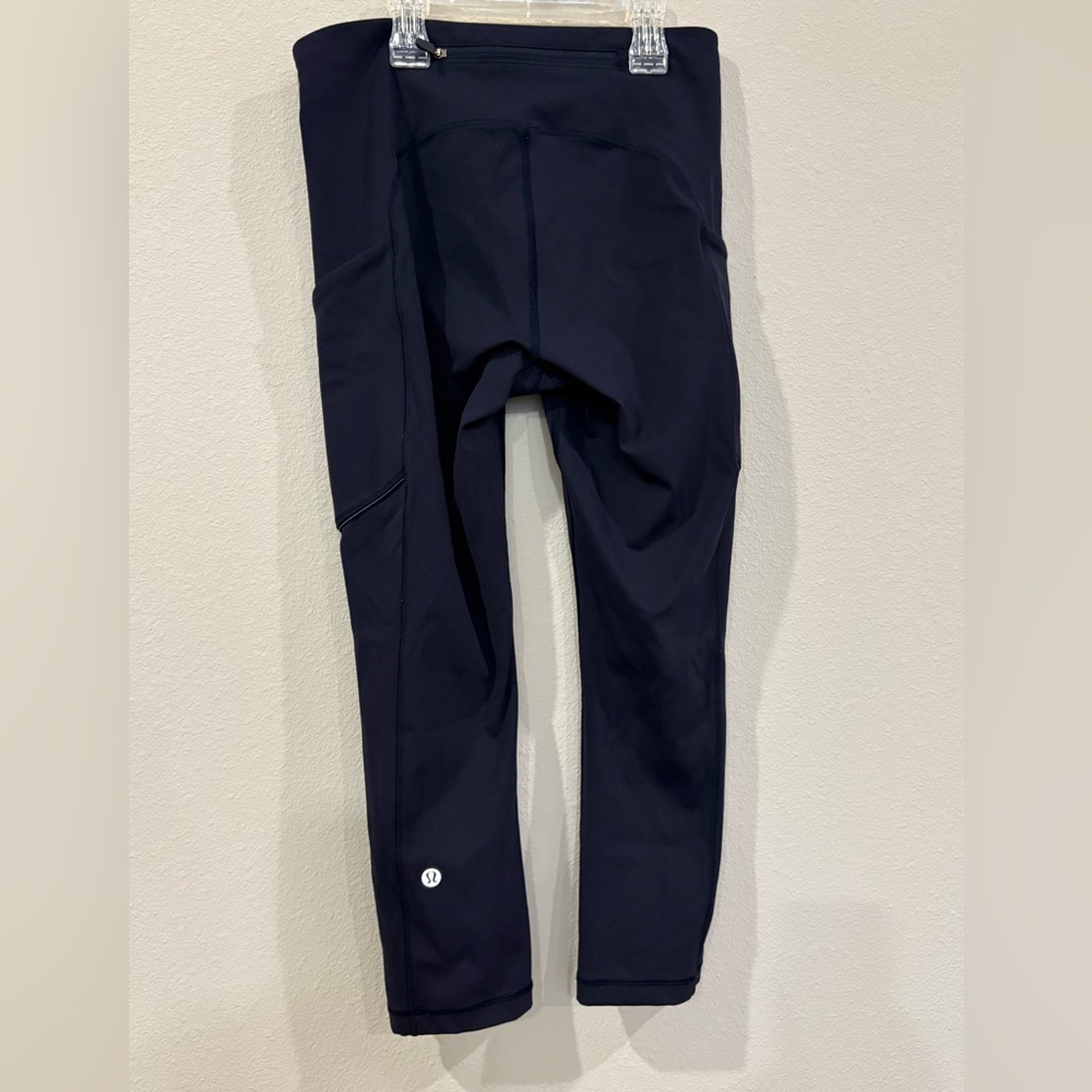 Lululemon Speed Up Crop Leggings 21" Full On Luxtreme Midnight Navy Pre- Owned S